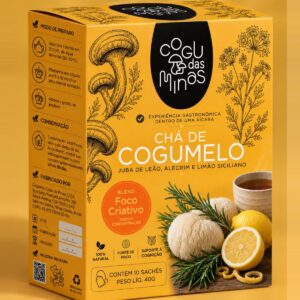 Chá de Cogumelo Juba de Leão com Limão Siciliano e Alecrim