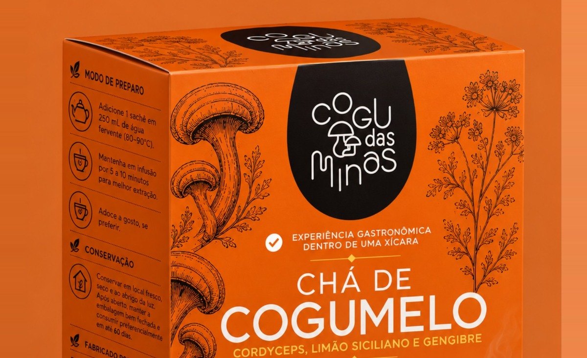 Chá de Cogumelo Cordyceps com Limão Siciliano e Gengibre