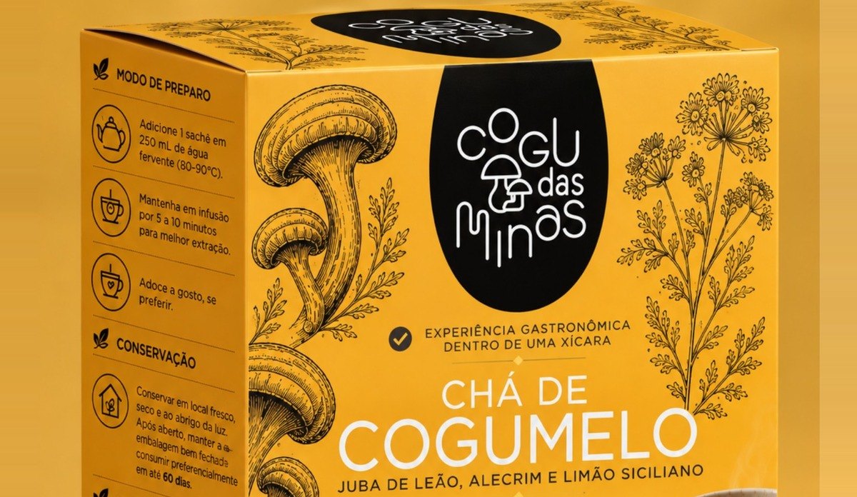 Chá de Cogumelo Juba de Leão com Limão Siciliano e Alecrim